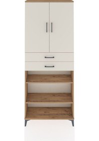 Resim Arges Dolap 5 Raflı 2 Çekmeceli 2 Kapaklı 88x30x221 Çam-aytaşı Atlas Çam 