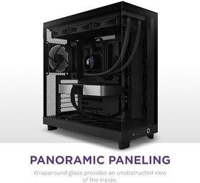 Resim NZXT H6 Flow Orta Kule ATX PC Kasası, Kompakt Çift Odacıklı Tasarım, Panoramik Temperli Cam, Yüksek Hava Akışı, 3x 120mm Fan Dahil, Kablo Yönetimi, Siyah 