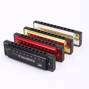 Resim 1 Adet Metal Harmonika - 10 Delikli Dayanıklı Metallik Yapı, Kırmızı/Mavi/Altın/Siyah Renklerde Pişmiş Emaye Kaplama | Başlangıç ve İleri Seviye Çalanlar İçin Profesyonel Kalite Ses & Ergonomik Tasarım | Taşınabilir Rüzgar Enstrümanı, Müzikal Performans, Şık Harmonika, Dayanıklı Harmonika 