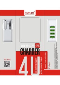 Resim Tsmart Apple Uyumlu iPhone Şarj Kablolu 4 Usb Seyahat Şarj Cihazı 