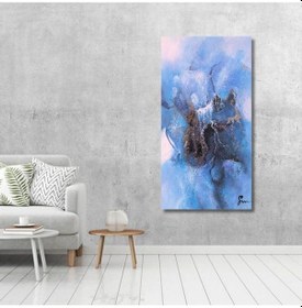 Resim Kabartma Soyut El Yapımı Yağlı Boya Tablo 60x98cm 