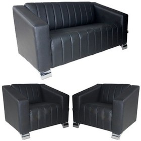 Resim Liya Deri Ofis Kanepe Takımı Siyah 