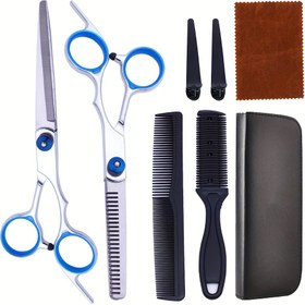Resim 8'li 1 Arada Saç Kesme Makinesi Berber Makası Salon Makasları Perçem Düzeltici Evde Saç Kesim Makası 
