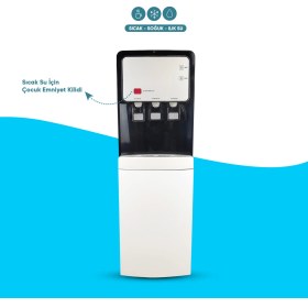 Resim İdeal Mağaza Sıcak Soğuk Ilık 3 Musluklu Arıtmalı Su Sebili - Beyaz Siyah Renk - Ideal Mağaza 