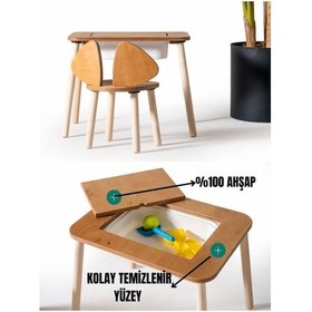 Resim Montessori Mickey Sandalye Ve Hazneli Aktivite Masası Ahşap 