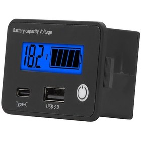 Resim Dianziye Dc 8-30v Lcd Ekranlı Dijital Akü Monitörü, Usb Ve Type C Portlu Akü Kapasite Voltmetresi, Araç-motosiklet-gemi Uyumlu, Ters Polarite Korumalı, Düşük Voltaj Uyarısı 