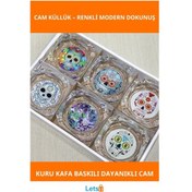 Resim Renkli Kuru Kafa Baskılı Şık Cam Küllük 