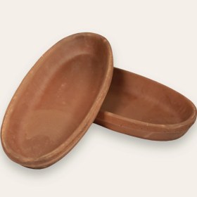 Resim AdenArt 2'li Toprak Sırsız Oval Balık Güveci Pişirme Tavası 27X13X4 cm 