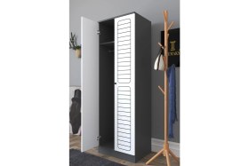 Resim Remaks Fuga 2 Kapaklı Elbise Dolabı - Antrasit Gövde Beyaz Kapak 