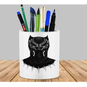 Resim Black Panther Maske Kaktüs Sukulent Saksı Kalemlik 