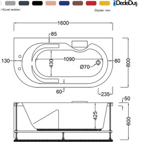Resim Renkli Düz Küvet | Jakuzi | Beşiktaş | Sanacryl - 80x160 / Lacivert / 1 Kişilik 