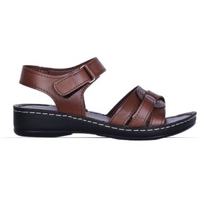 Resim Moda Ayakkabı 186 Polero Ortapedik Kadın Yazlık Sandalet Kahverengi 