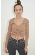Resim DAFFashion Kadın Vizon Tünelli Bluz 