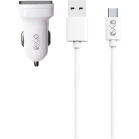 Resim Exe Technology Exe 2.4a Çift Usb Araç Içi Şarj Aleti Type C Kablolu 