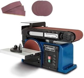 Resim Scheppach Aksesuarlı BTS900 bantlı disk zımpara makinesi | 370W zımpara makinesi | 230V | 2850 dak-1 | zımpara pedi çapı 150mm | 3x zımpara kağıdı ve 3x zımpara kayışı dahil | bantlı zımpara zımpara cihazı 