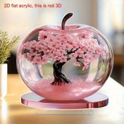 Resim Cam Küre İçinde 2D Düz Pembe Kiraz Çiçeği Ağacı - İlkbahar Temalı Sakura Dekoru Ev, Ofis ve Tatil için, Elektrik Gerekmez, Canlı Pembe Yapraklar & Şeffaf Tabanlı Sanat Masası Süsü, Kiraz Çiçeği Dekorasyonu 