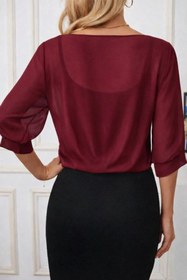Resim Wear Up Kadın Fakir Kollu önden Bağlamalı Kısa şifon Bolero Ceket 