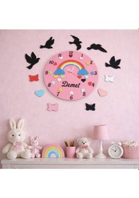 Resim Genç Kız Odası Duvar Saati Kişiye Özel Modern Ve Şık No10035 Çok Renkli 
