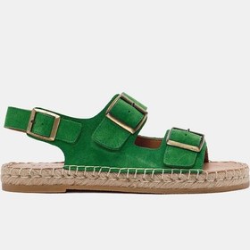Resim Mary Kadın Yeşil Gerçek Süet Deri Espadril Sandalet Yeşil 