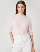 Resim Yumuşak Dokulu Kazak Kısa Kollu Yarım Balıkçı Yaka 