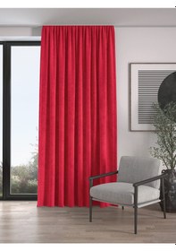 Resim Kadife Dokulu Ekstrafor Büzgülü Elma Kırmızısı Yüksek Kalite Fon Perde Tek Kanat Elma Kırmızısı 