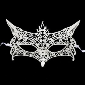 Resim Beyaz Renk Dantel Kesim Balo Maskesi 7 No 