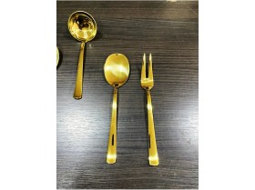 Resim Şık 5 Parça Paslanmaz Çelik Gold Servis Takımı, Çeyizlik Set 