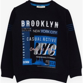 Resim Breeze Erkek Çocuk Sweatshirt Yazı Baskılı 7-12 Yaş, Lacivert 