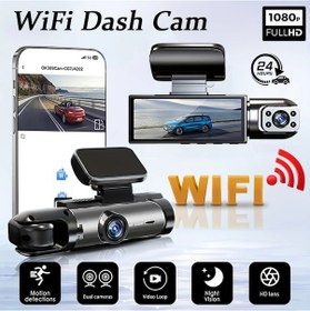 Resim Arabalar İçin 1080p Wıfı Çift Kamera Araç Kamerası, Ön Ve İç, Ir Gece Görüşlü No Sd Card Dash Cam 