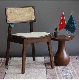 Resim Kleinhaus - Arizona Hasırlı Ahşap Sandalye - Yemek Odası Sandalyesi Koyu Ceviz 