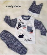 Resim Candys Bebe Ayıcıklı Erkek İkili Takım Beyaz - Mavi 