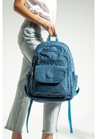 Resim Nemo Bags Turkuaz Unisex Okul Çantası, Crinkle Su Geçirmez Kumaş, Laptop Seyahat Sırt Çantası, 24 Lt, 40x30cm Turkuaz 
