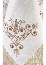 Resim Lale Baskılı Dikdörtgen Masa Örtüsü Gold (319690361) 