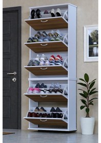 Resim Eliusta Sho Beş Düşer Kapaklı Ayakkabılık Ceviz Renk 72 Cm Asma 72x193x26 Cm Ayakkabılık Ceviz 