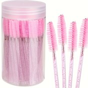 Resim 100 adet/10 adet Kirpik Fırçaları ve Kaş Fırçaları - Su Geçirmez Olmayan, Spandex İçermeyen, Göz Farı Uygulaması ve Kirpik Uzatması İçin Uygun, Depolama Kutusu ile 