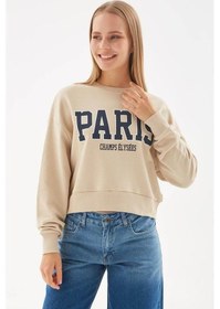 Resim Fashıon Frıends Kadın Baskılı Crop Sweat 24k0053k1 Bej 