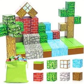 Resim Manyetik Yapı Blokları, 64/100 Adet Manyetik Yapı Blok Seti, Kendin Yap 3D Bulmaca Oyuncak, Yaratıcı Orman Ev Dekorasyonu, Mükemmel Tatil Hediyesi, Çok Renkli İnşaat Kiti 