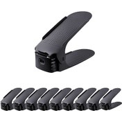 Resim Honmex Duvar Takılı Çift Katlı Ayarlanabilir Ayakkabı Rafı - Pp Malzeme, Kurulumsuz, Boşluk Tasarrufu, 10 Adet Siyah 