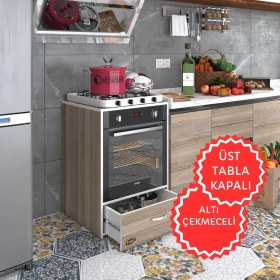 Resim Kenzlife ankastre modülü kabini argon crd fırın ocak dolabı çekmeceli sabit tabla 