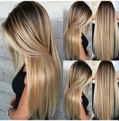 Resim Isıya Dayanıklı Peruk Sentetik Saç Uzun Düz Sarı 