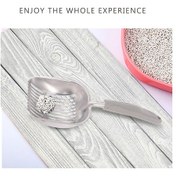 Resim Geeroyoo Alaşımlı Metal Kedi Kumu Küreği - Ergonomik Gri Kauçuk Sap, Kolay Temizlik İçin Anti-saçılma Kenarlı 