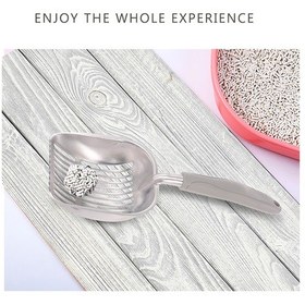 Resim Geeroyoo Alaşımlı Metal Kedi Kumu Küreği - Ergonomik Gri Kauçuk Sap, Kolay Temizlik İçin Anti-saçılma Kenarlı 