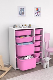 Resim Pratico Zen 10 Sepetli Çok Amaçlı Oyuncak Dolabı Pembe 2d2k6u 