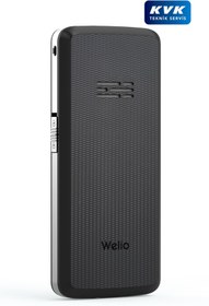 Resim Welio Wkey T100 Gümüş Tuşlu Cep Telefonu Kamerasız Asker Telefonu Yaşlı Cep Telefonu (KVK GARANTİLİ) 