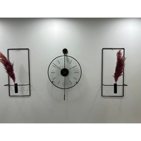 Resim MetaQuartz Aksesuar 3'lü Siyah Massive Orta Boy (37X55CM) , Modern Dekoratif Metal Duvar Saati 