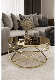 Resim Gezegen Orta Sehpa Gold Kaplama Bronz Ayna Altın - Bronz 