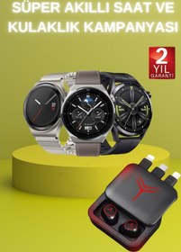 Resim NOY Ucuz Kaliteli Akıllı Saat ve Powerbank Bluetooth Kulaklık 5.1 Stereo ANC Özelliği 