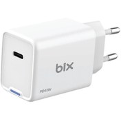Resim Bix Bx1p45g 45w Gan Type-c Pd Pps Akım Korumalı Led Göstergeli Hızlı Şarj Aleti Beyaz 