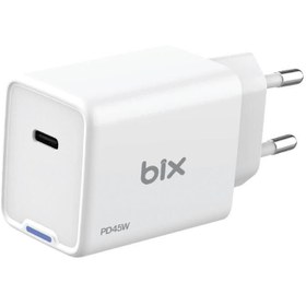 Resim Bix Bx1p45g 45w Gan Type-c Pd Pps Akım Korumalı Led Göstergeli Hızlı Şarj Aleti Beyaz 