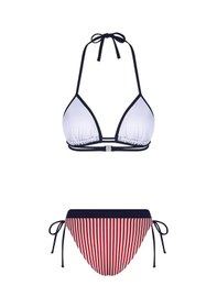 Resim Bonesta Lanao Üçgen Kırmızı Beyaz Çizgili Bikini Takımı Lacivert 